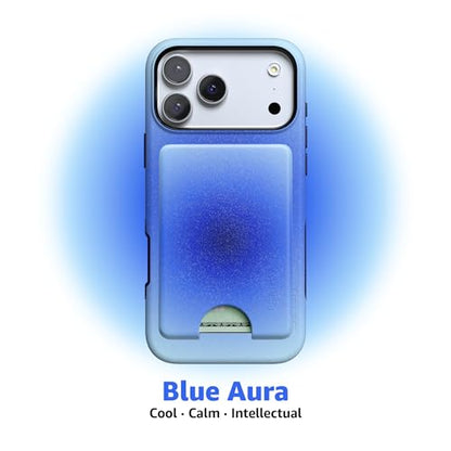 Casely MagWallet | Aura | Cobalt Clarity | Blue | Slim Wallet Card Holder | Compatible with MagSafe | Soft-Touch Hard Silicone | Holds Up to 3 Cards - color: Aura | Cobalt Clarity | Blue