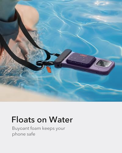 ESR Waterproof Phone Pouch for iPhone 13 Pro / 14 Pro / 15 Pro, Purple | Underwater Touch Sensitivity, IPX8 Floating Waterproof Cellphone Case with Lanyard, Dry Bag for Snorkeling - color: Purple
