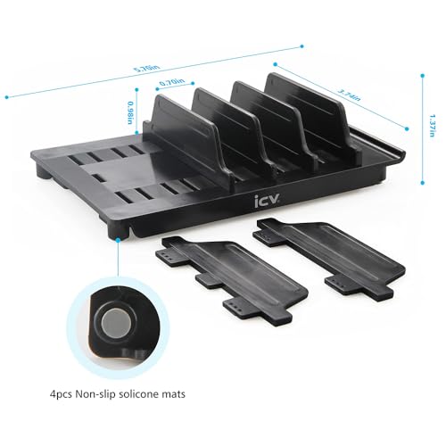 iCV Detachable Cell Phone Holder, Desktop Stand Station Stand for 5 Devices, Compatible with iPhone 15 14 13 12 Pro Xs Xs Max Xr X 8 Android Phone (Black) - color: Black