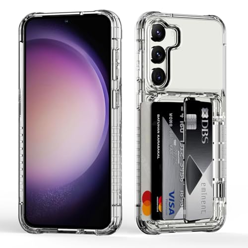 ACANDYA for Samsung Galaxy S23 Plus Case Wallet Galaxy S23+ Case Clear with Card Holder ID Card Slot Heavy Duty Protection Shockproof Anti-Scratch Cover for Women Men for Galaxy S23 Plus Transparent - size: Galaxy S23+ S23 Plus 6.6 inch