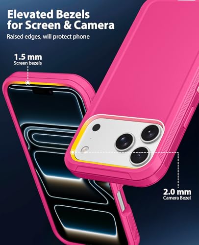 Jelanry for iPhone 17 Pro Max Heavy Duty Tough & Shockproof Phone Case Pink | Anti-Dust Port & Crossbody Strap Holes Design, Tough Protection Back Cover Cases For Outdoor Travel Commute Rugged Daily Use