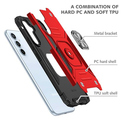 for Samsung S23 FE Case: S23 FE Case with Screen Protector: (Heavy Duty) Military Grade 360° Rotatable Kickstand Shockproof Protective Cases for Samsung Galaxy S23 FE (Red) - color: Samsung S23 FE Case Red