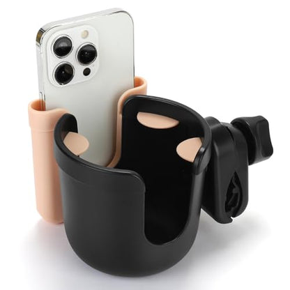 Accmor Wheelchair Cup Holder with Phone Holder, ﻿Universal 360° Rotatable Walker Cup Holder Rollator Scooter Accessory - color: Pink