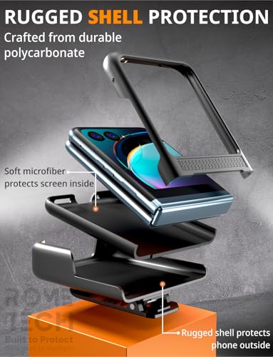 Designed for Motorola Razr+ (2023) Case with Belt Clip Holster | Rugged Holster & Protective Phone Case Combo with Anti-Slip Texture - Black