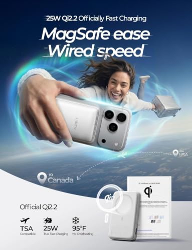 LISEN Magnetic Portable Charger Power Bank for iPhone 10000mAh - color: Ceramic White