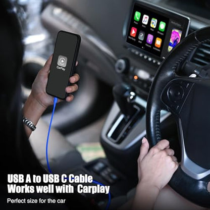 3-Pack Blue [3.3FT+3.3FT+6FT] USB A to USB C Cable, Compatible with iPhone 15/16, iPad, Samsung, MacBook, PS5 and More, Fast Charging, Carplay Cable - color: Blue, size: 6FT+3.3FT+3.3FT