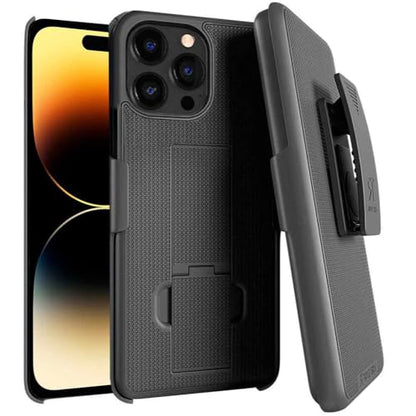 Designed for iPhone 14 Pro Max Case with Belt Clip Holster | Rugged Holster & Protective Phone Case Combo with Anti-Slip Texture - Black - color: Black, style: iPhone 14 Pro Max