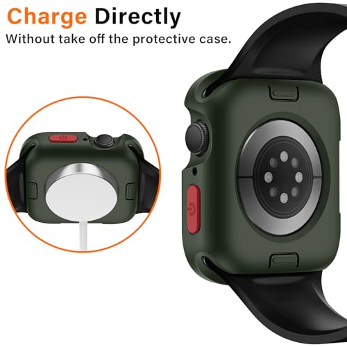 Amizee Rugged Case Compatible with Apple Watch Case Series 11/10 42mm, Soft TPU Shockproof Bumper Drop Proof Protective Cover Compatible with iWatch - Army Green - color: Army Green, size: 42 mm