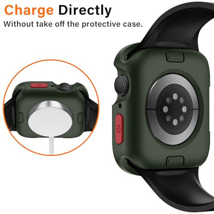 Amizee Rugged Case Compatible with Apple Watch Case Series 11/10 42mm, Soft TPU Shockproof Bumper Drop Proof Protective Cover Compatible with iWatch - Army Green - color: Army Green, size: 42 mm