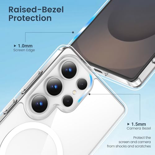 for Samsung Galaxy S25 Ultra Case Clear, [Wireless Charging][Anti-Yellowing][Military-Grade Protection] Shockproof Slim Magnetic Phone Sleeve Case for Samsung Galaxy S25 Ultra, Transparent