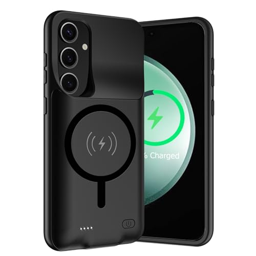 Wireless Charging Case for Galaxy S23 FE, Upgraded 12000mAh Rechargeable Portable Charging Case Compatible with Galaxy S23 FE (6.4 inch) with Carplay Extended Battery Pack Charger Case (Black) - size: Galaxy S23 FE