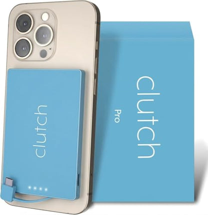 Clutch - Pro USB-C Portable Charger - Compatible with iPhone 15, 16, 17 & Android Devices - Power Bank Magnetic Battery - TSA Travel Approved - USB Rechargeable - Built-in Cable - 5000 mAh - 3.7oz - color: Baby Blue