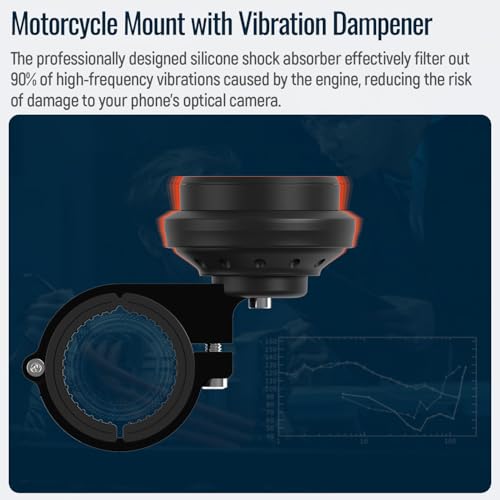 Motorcycle Phone Mount,Bike Cell Phone Holder with Vibration Dampener module,Out Front Bicycle Handlebar Mount for Mountain Road EBike,Scooter,Moto,MTB,Quick Release Attach/Detach【Series C - 2nd Gen】 - color: 【Vibration Dampener】Handlebar Mount -Black