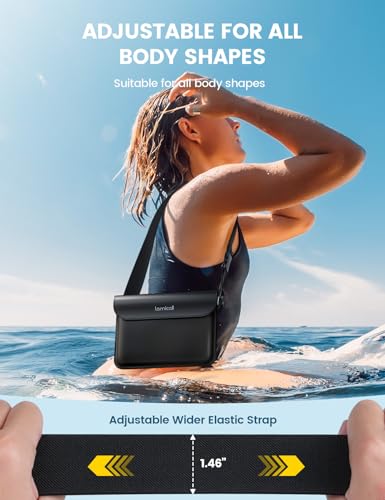 Lamicall Waterproof Fanny Pack Pouch - Large 8.7” Capacity fits iPad Mini & iPhone 17 16 15 Pro Max with Case - IPX8 Submersible Dry Bag for Cruise Essentials, Snorkeling, Kayaking, Black 2-Pack - color: Black & Black - Elastic Strap