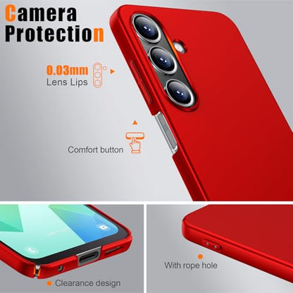 for Samsung Galaxy A16 5G Case,Ultra Thin Matte PC Hard Shell | Lens Protection,Simple Durable Slim Fit Phone Case,Hard Protective Cover, 6.7in Red JUS13-27 - color: Red