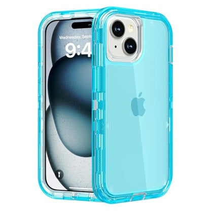 Follaroma for iPhone 15 Case, Shockproof Protection, Crystal Blue | Heavy Duty Shockproof Protection Phone Cases, Anti-Drop, Dual Layer Transparent Rugged Protective Cover, 6.1 inch - color: Blue, size: iPhone 15 6.1‘’