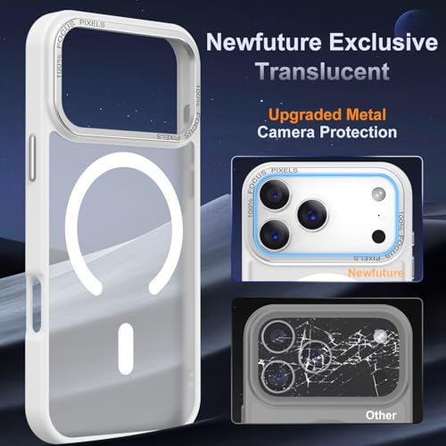 Newfuture Magnetic for iPhone 17 Pro Case Matte Shockproof, Frosted White | Military Drop Protection, Slim Matte Anti-Fingerprint, Compatible with Magsafe, Camera Guard, Translucent Protective Cover - color: Frosted White, size: iPhone 17 Pro 6.3 inch
