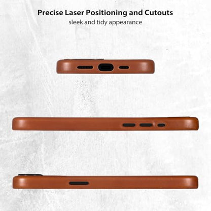 Belemay Handcrafted Full-Grain Vegetable-Tanned Leather Case for iPhone 17e / iPhone 16e, Compatible with MagSafe, Two-Tone Effect, Natural Patina, Metal Buttons Luxury Cover (6.1"), Saddle Brown - color: Saddle Brown