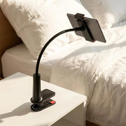 Mobile Phone Holder with 360° Rotation for Bedside, Hands-Free Secure Grip, Soft Arm Clamp Stand(black-36in) - color: black-36in