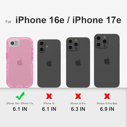 Follaroma for iPhone 17e/iPhone 16e Case, Heavy Duty Shockproof Protection Phone Cases, Anti-Drop, Dual Layer Transparent Protective Cover Compatible with iPhone 17e/iPhone 16e, 6.1'', Crystal Pink - color: Pink, size: iPhone 17e/iPhone 16e 6.1''