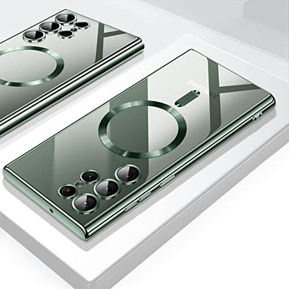 For Samsung Galaxy S23 Ultra Case（only）, Covers for s23u .Magnetic Metallic Glossy Slim Clear Luxury Soft Shockproof funda capa para for Galaxy S23 Ultra 6.8 inch.Compatible with MagSafe (Green) | only - color: Green