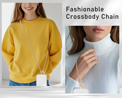 ROCONTRIP Metal Phone Chain Set Crossbody Phone Chain and Phone Wrist Strap iPhone Lanyard Handmade Phone Strap and Phone Wristlet Strap with 2*Tether Tabs for Women and Men - color: Pale Gold, size: Extended