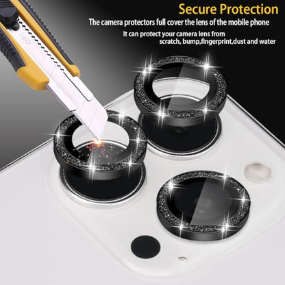 Camera Lens Protector for iPhone 16 Pro/16 Pro Max, Glitter Black - color: Glitter Black