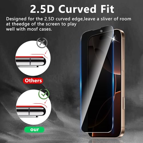 3+3 Pack Privacy Screen Protector Designed for iPhone 16 Pro Max With 3 Pack Camera Lens Protector,Full Coverage Anti-Spy Tempered Glass Film,9H Hardness,Bubble Free,Easy to Install - color: iPhone 16 Pro Max FK33
