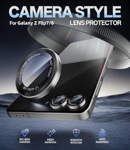 HelloDeere for Samsung Galaxy Z Flip 8 Camera Lens Protector, Military-Grade 9H+ Tempered Glass with AR Optical Tech HD Anti-Glare Anti-Scratch Metal Individual Ring Easy Install Case Friendly, Silver - color: Z Flip 8 (Silver)