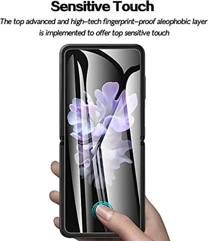 For Samsung Galaxy Z Flip3 5G Screen Protector Hydrogel Film,4 in 1 HD Clear Anti-Scratch Soft Screen Protector for Galaxy Z Flip 3 Inside Screen,Two Backs&Hinge