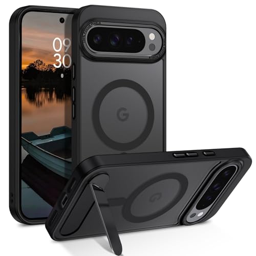 GUAGUA for Google Pixel 10 Pro XL Case with Stand, Magnetic Cases with Foldable Invisible Stand Translucent Matte Back Slim Shockproof Protective Kickstand Phone Case for Pixel 10 Pro XL, Black - color: Black, size: for Google Pixel 10 Pro XL