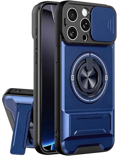 Dssairo for iPhone 16 Pro case with 360°Rotation Magnetic Ring Compatible with MagSafe Slide Camera Cover Foldable Stand Military-Grade Shockproof Protective case (Blue, iPhone 16 Pro) - color: Blue, size: iPhone 16 Pro