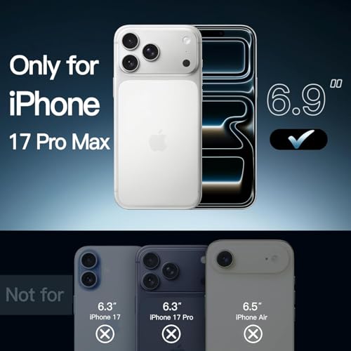 for iPhone 17 Pro Max Clear Case with Electroplated Camera Ring & Buttons, MagSafe Compatible, Military-Grade Shockproof, Anti-Yellowing Slim Transparent Cover - color: Black