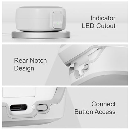 for Samsung Galaxy Buds 4 Pro/Buds 4 Case (2026) with Secure Safety Lock Clip,Shockproof Scratch-Resistant Hybrid PC+TPU Soft Shell Protective Cover Accessories with Carabiner&Cleaning Pen(White) - color: White Edge-Grey
