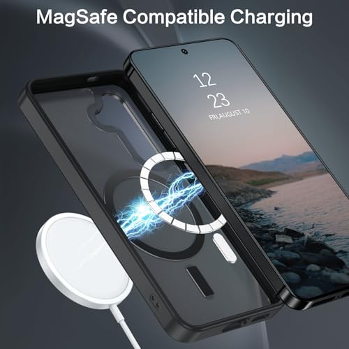 BENTOBEN Magnetic for Samsung Galaxy S24 Plus Case [Compatible with Magsafe] Translucent Matte Slim Thin Shockproof Anti-Yellow Women Men Protective Phone Cases Cover for Samsung S24 Plus 6.7", Black - color: Black