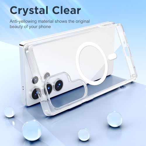 for Samsung Galaxy S25 Ultra Case Clear, [Wireless Charging][Anti-Yellowing][Military-Grade Protection] Shockproof Slim Magnetic Phone Sleeve Case for Samsung Galaxy S25 Ultra, Transparent
