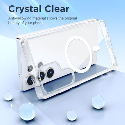 for Samsung Galaxy S25 Ultra Case Clear, [Wireless Charging][Anti-Yellowing][Military-Grade Protection] Shockproof Slim Magnetic Phone Sleeve Case for Samsung Galaxy S25 Ultra, Transparent