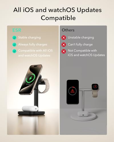 ESR 3 in 1 Wireless Charging Station, for Magsafe Charger Stand - color: Black