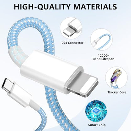 Phone Charger Fast Charging, 4 Pack 20W USB C Wall Charger Block with Cable