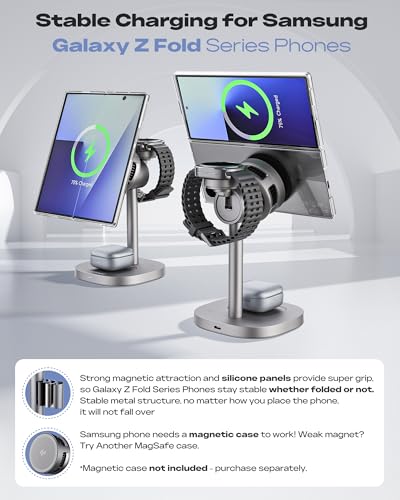 Qi2 15W Wireless Charging Station with TEC Cooling for Samsung Z Fold 8 - color: Titanium Gold