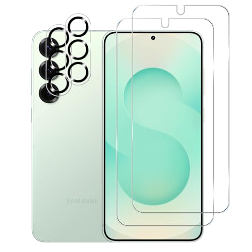 BIGFACE Galaxy S25 Plus Tempered Glass Screen Protector + Camera Lens Protector [2 + 2 Pack][Case Friendly][Anti-Scratch][Ultrasonic Fingerprint Unlock] HD Protective Film for Samsung Galaxy S25 Plus - size: Galaxy s25 Plus(6.7")