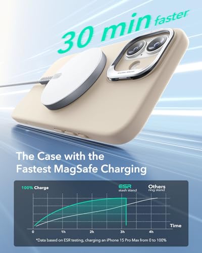 ESR for iPhone 16 Pro Case with Stand for MagSafe, Silicone, Light Tan | Silicone Phone Case, Compatible with MagSafe, Military-Grade Drop Protection, Slim - color: Light Tan