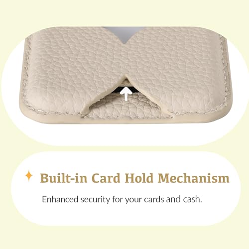 Luner - Leather Magnetic Card Wallet Compatible with Magsafe - for iPhone 17, 16, 15, 14, 13, 12 series - Holds 2 cards - Made of Vegan Leather - Cream - color: Cream, style: Classic