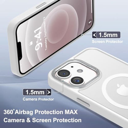 Newfuture Magnetic for iPhone 12/iPhone 12 Pro Case Matte, Frosted White | Military Drop Protection, Slim Matte Anti-Fingerprint, Compatible with Magsafe, Camera Guard, Translucent Protective Cover - color: Frosted White, size: iPhone 12/iPhone 12 Pro 6.1