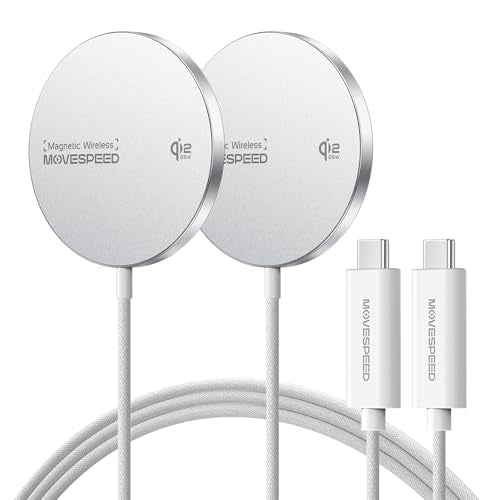 MOVESPEED Qi2.2 25W Magnetic Wireless Charger 2 Pack, MagSafe Fast Charging Pad, Compatible with iPhone 17/16/15/14/13/12 Series, AirPods Pro/4/3/2,Samsung Galaxy and More(White) - color: White, size: 2 pack