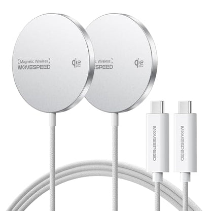 MOVESPEED Qi2.2 25W Magnetic Wireless Charger 2 Pack, MagSafe Fast Charging Pad, Compatible with iPhone 17/16/15/14/13/12 Series, AirPods Pro/4/3/2,Samsung Galaxy and More(White) - color: White, size: 2 pack