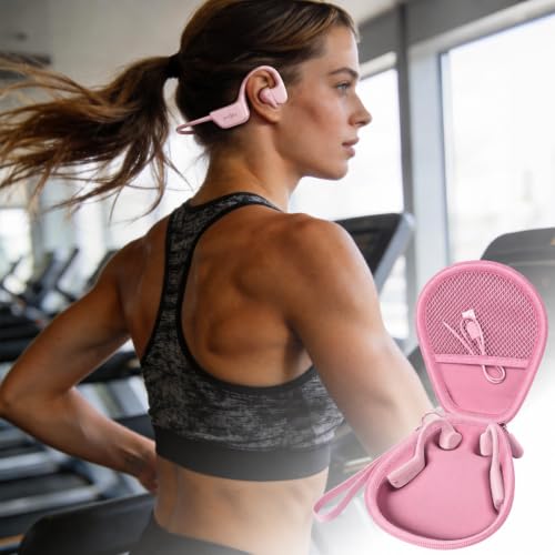 Casmilee Headphones Case Compatible with SHOKZ OpenRun Pro 2/1/Mini, OpenRun Standard/Mini, OpenMove, OpenSwim Pro, OpenSwim, Open-Ear Bone Conduction Sport Headphones, Travel Storage Only (Pink) - color: Pink