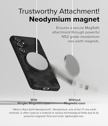 Ringke Onyx [Compatible with MagSafe] Compatible with Samsung Galaxy S24 FE Case, Anti-Fingerprint Technology Prevents Oily Smudges Enhanced Grip Precise Cutouts for Camera - Magnetic Camo Black - color: Magnetic Camo Black, size: Galaxy S24 FE