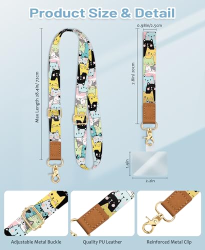 Yonlevres Phone Lanyard Crossbody Strap Wrist Neck Adjustable Women Cat - color: Cat Multi
