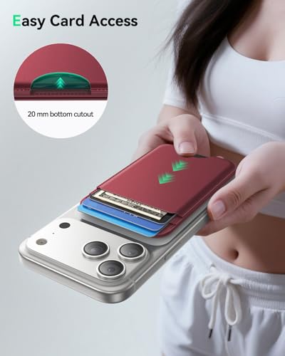for MagSafe Wallet with Stand, 5 Card Holder, Slim Leather Magnetic Wallet for iPhone 17/16/15/14/13/12 Pro Max Plus Air Series, 3 Card Slots & 1 Cash Slot,WineRed - color: WineRed